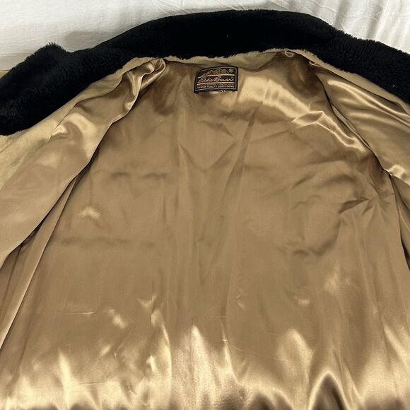 Vintage Eddie Bauer Goose Down Trench Coat Fur Collar Belted Button Up Men L USA - Picture 15 of 16